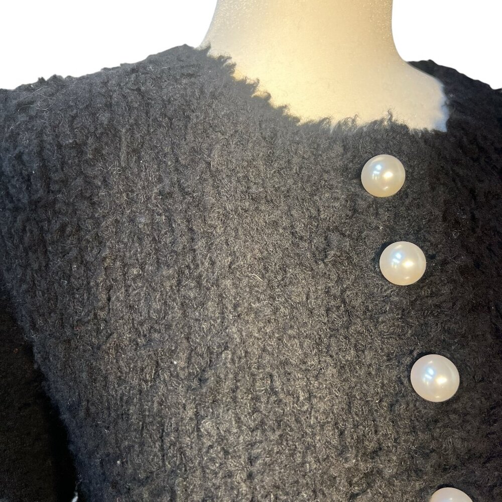 Crush Cashmere Teddy Boo Boo Cardi. Black